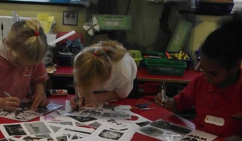 Ridgeway Primary School pupils taking part in the Big Draw