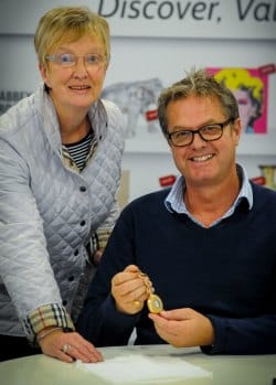 Linda Fox with Jonty Hearnden and the watch