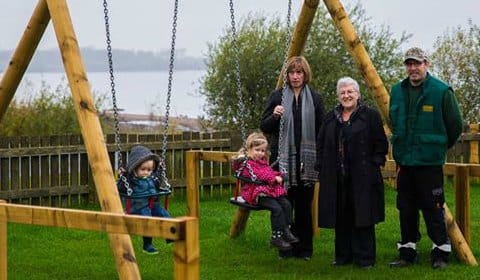 Youngsters try out the new swing at Chasewater Country Park