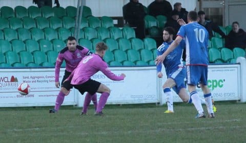 Danny Edwards makes it 2-0. Pic: Dave Birt