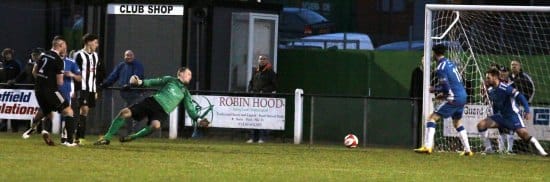 Alex Dean makes it 2-0. Pic: Dave Birt