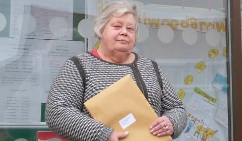 Cllr Di Evans preparing to submit the petition over Burntwood's new health centre