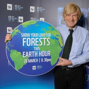 Michael Fabricant with an Earth Hour banner