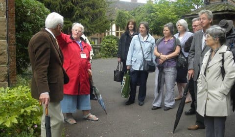 A Green Badge Guide leading the secret gardens tour in Lichfield