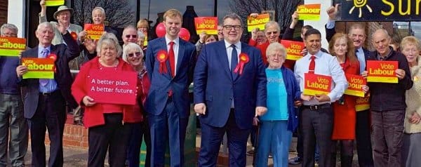 Chris Worsey launches the Labour campaign with Tom Watson and local supporters