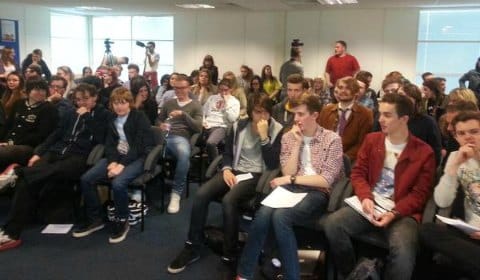 Students at the hustings event. Pic: Chris Worsey