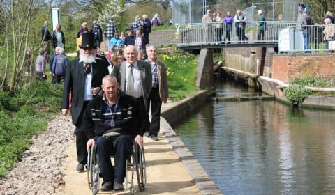 Paul Woolley, an advisor to spinal injury units at Oswestry and Sheffield, was the first to prove the Lichfield Canal Heritage Towpath Trail’s suitability for wheelchair users at last spring’s opening