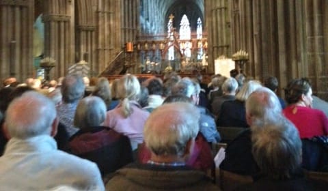 Crowds at the election hustings in Lichfield Cathedral. Pic: Lewis Deakin