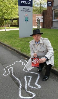 Adrian Venables getting into character