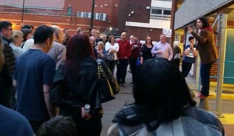 Ben Van der Velde's impromptu comedy gig outside the Lichfield Garrick. Pic: Ben Van der Velde