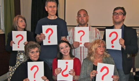 Sarah Stanley, Ian Davies, Adrian Venables, James Bentley, Gina Martin, Lucy Bishop and Jan Goodwin from the Lichfield Players