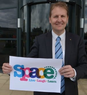 Matthew Ellis with the new Space scheme logo