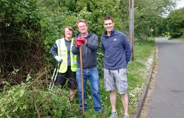 Cllr Ben Rayner (right) with two of the Fradley best kept village volunteers