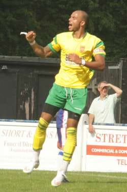 Matt Dodds celebrates his goal. Pic: Dave Birt