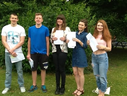Students celebrating their A-Level results. Pic: Chase Terrace Technology College