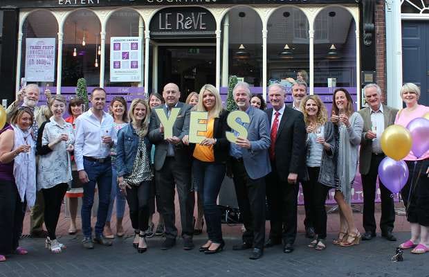 Supporters of the Lichfield BID celebrate the result of the ballot