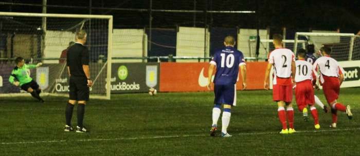 James Dance scores from the penalty spot. Pic: Dave Birt