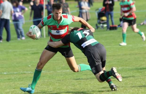 Rob Jones is tackled. Pic: Joanne Gough