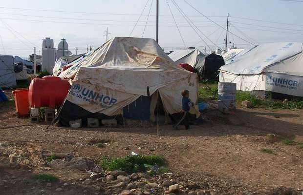 A Syrian refugee camp. Pic: Cmacauley