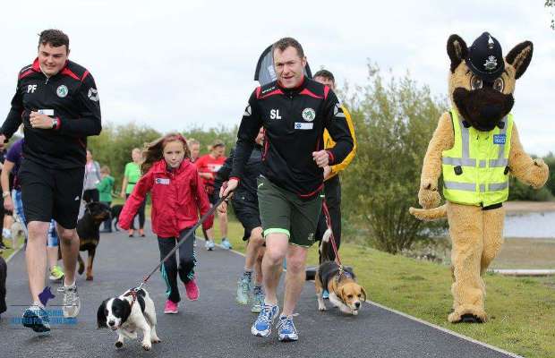 Staffordshire Police mascot Kash joins runners for the Big Dog Jog