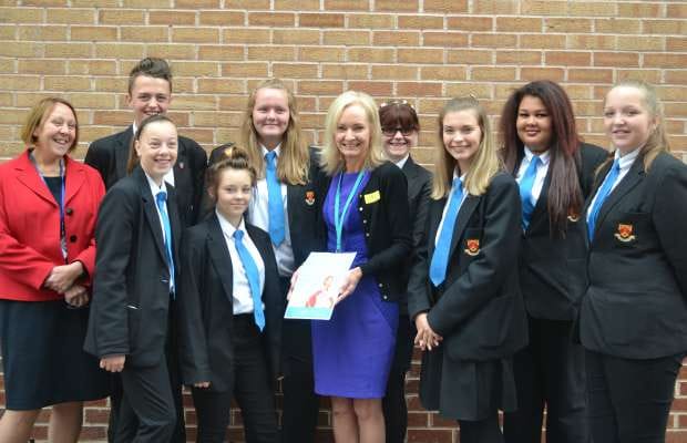 Headteacher Ruth Poppleton, Bradley Brook-Egan, Isabel Thompson, Grace Ferguson, Megan Green, Leah Kesterton, Rachel Hunt, Francesca Richards, Elizbete BruzaI and Ann Woffinden from Entrust