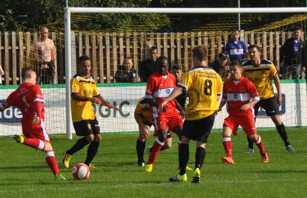 Jonathan Gould fires towards goal. Pic: Pamela Mullins