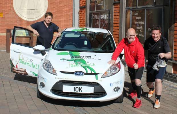 Staff from the Lichfield Garrick and Tempest Ford getting ready for the Lichfield 10K