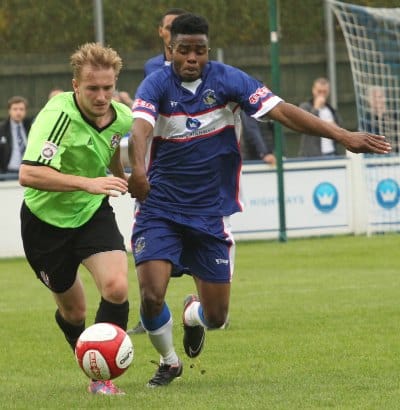Garfield Robinson goes after the ball. Pic: Dave Birt