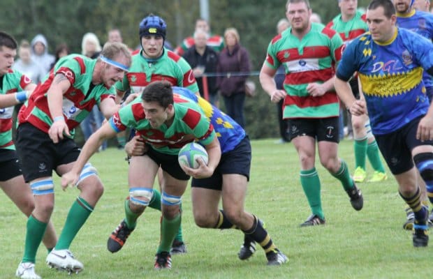 Sean Brennan tries to break a tackle. Pic: Joanne Gough