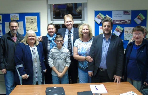 Matthew Ellis with councillors and residents in Burntwood