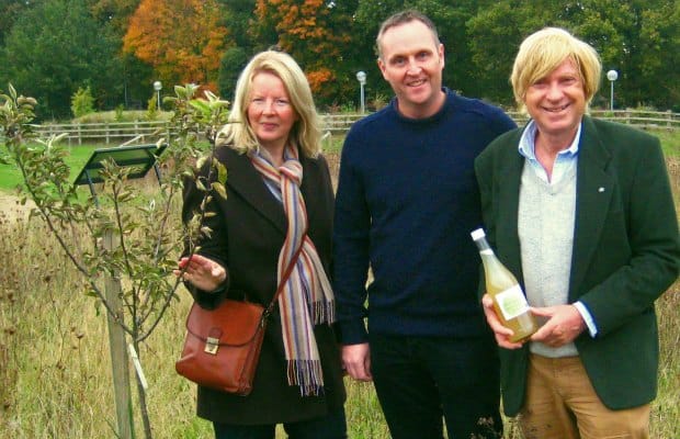 Debbie Barnish and Julian Floyd from WFEG) with Michael Fabricant MP in the Jubilee Park orchard