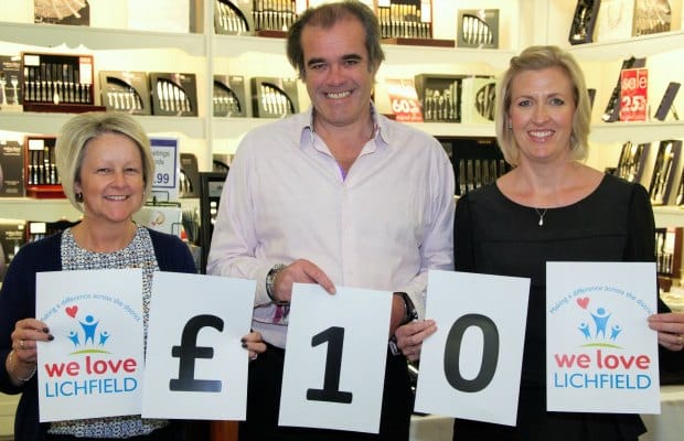 Maria Dutton, Simon Price and Caroline Pittaway in the Arthur Price Lichfield shop