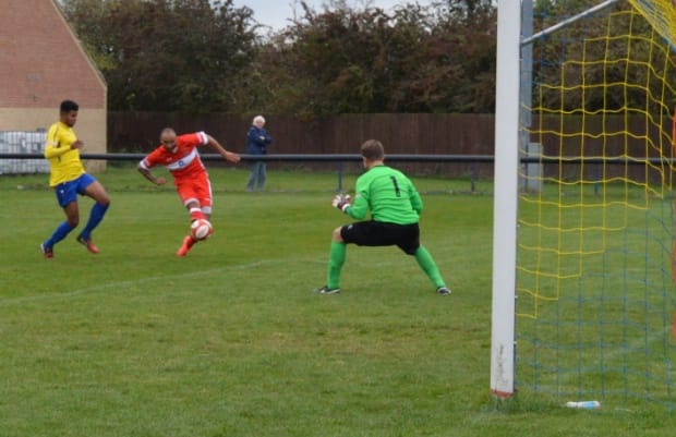 Nick Turton fires goalwards. Pic: Laura Yates