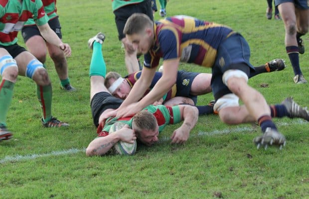 Daryll Organ crosses for a try. Pic: Joanne Gough