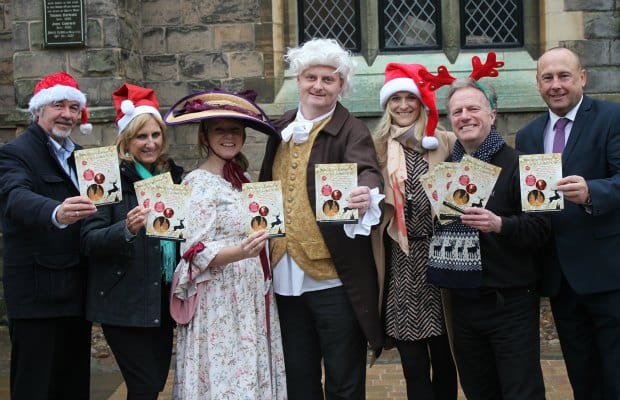 Richard Lewis from the Chamber of Trade & Commerce, Shirley Poxon from Touch FM, Tracy Newton from Erasmus Darwin House, Chris Gray from Lichfield Cathedral, Lizzie Thatcher and Jonathan Oates from Lichfield District Council, and Paul Maddox, Chairman of Lichfield BID