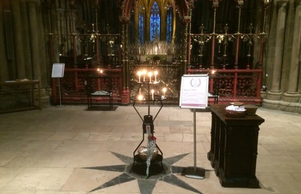 The Pray for Paris area in Lichfield Cathedral