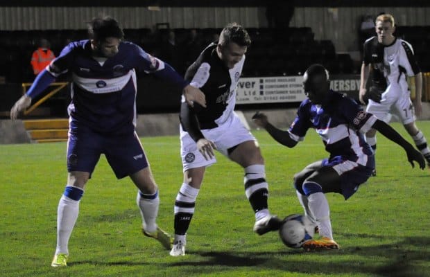 Action from Hednesford Town v Chasetown. Pic: Pamela Mullins