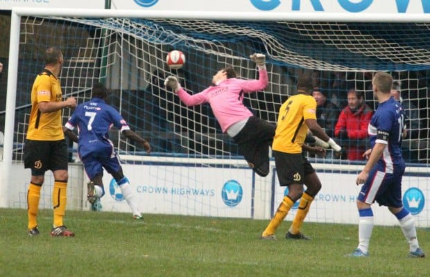 Paul Sullivan's effort finds the net. Pic: Dave Birt