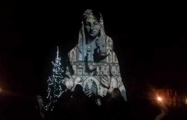 Images beamed onto Lichfield Cathedral
