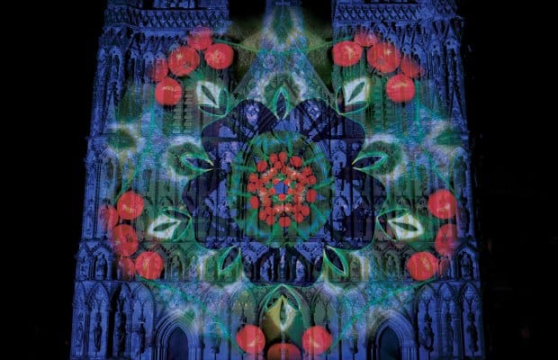 Festive projections on Lichfield Cathedral
