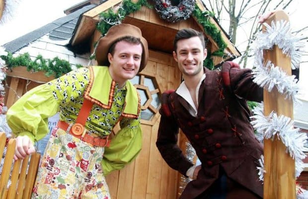 Two of the stars of Jack and the Beanstalk at Santa's Grotto
