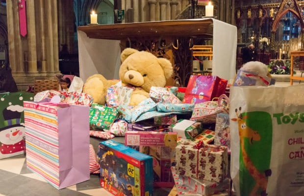 Donated toys at Lichfield Cathedral