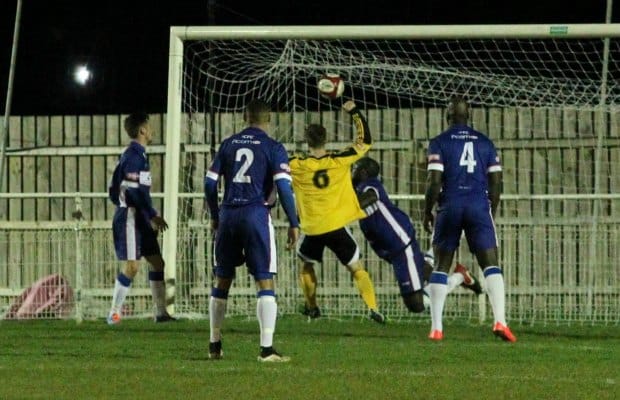 Robert Darkin puts Basford in front. Pic: Dave Birt