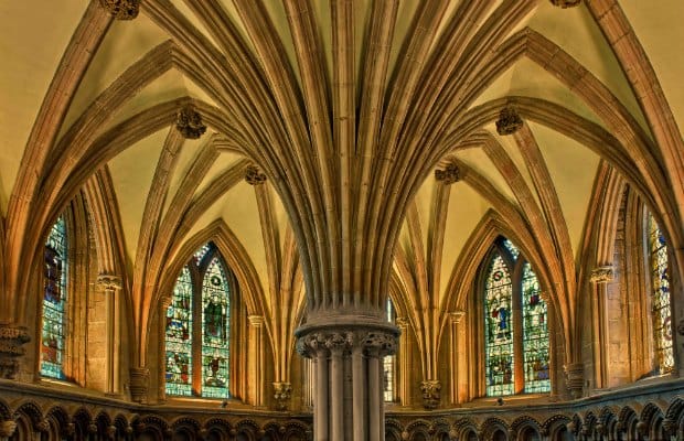 The interior of the Chapter House at Lichfield Cathedral