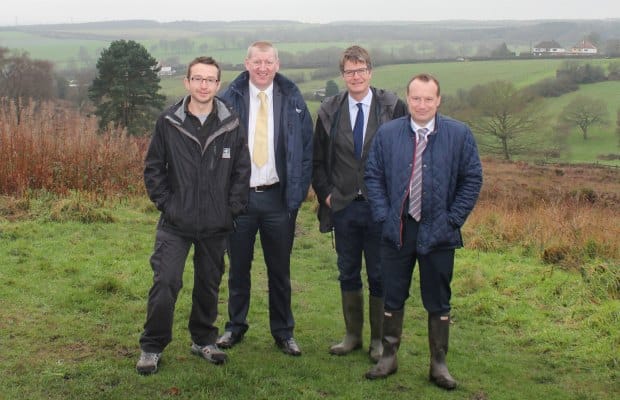 Jeff Sim (Staffordshire Wildlife Trust), John Smith (Lichfield District Council), Julian Woolford (Staffordshire Wildlife Trust) and Cllr Andy Smith at Gentleshaw Common