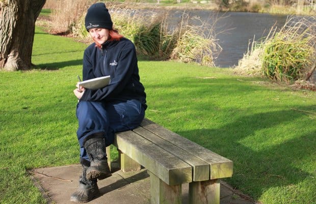Ruth Witczak, community & education officer, penning poetry in Beacon Park