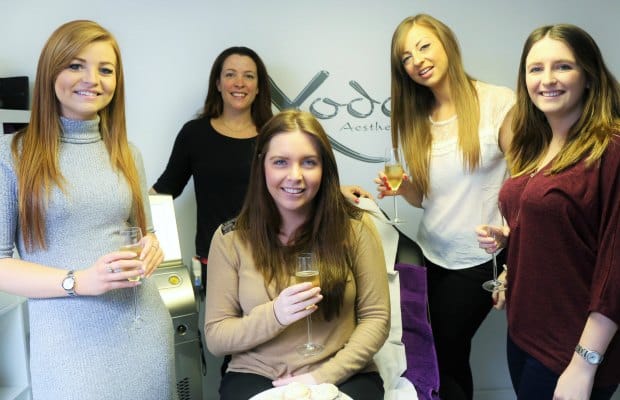 Sally Wagstaff (rear) with Jessica Paling and her bridesmaids