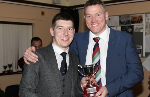 Ben Holt receives his award at Burntwood RUFC's annual presentation evening. Pic: Joanne Gough