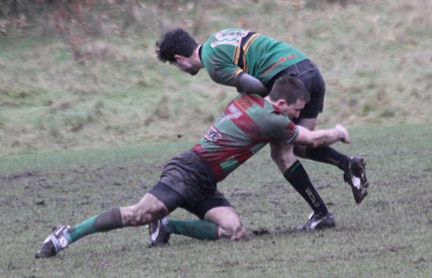 Ian Jones makes a tackle. Pic: Joanne Gough