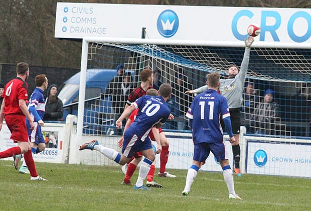 A fine save prevents Chasetown from scoring. Pic: Dave Birt